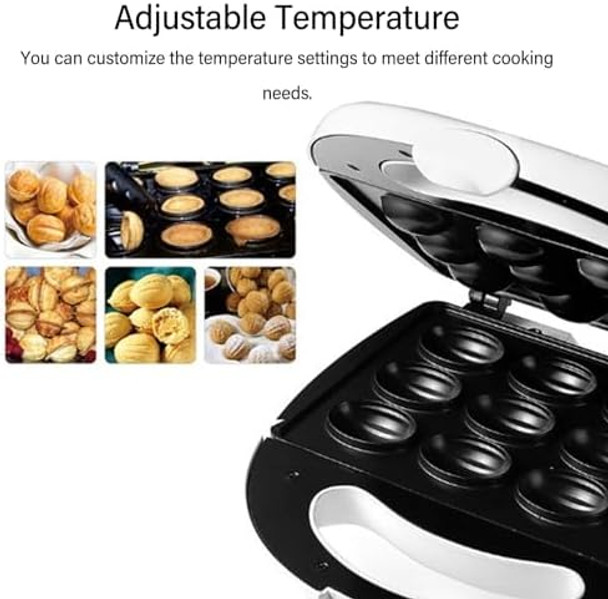 750W Nut Waffle Bread Machine 12Pcs Capacity Non Stick Plates Electric Walnut Cake Maker With Adjustable Temperature Control Electric Walnut Cookie Maker For Breakfast Cakes