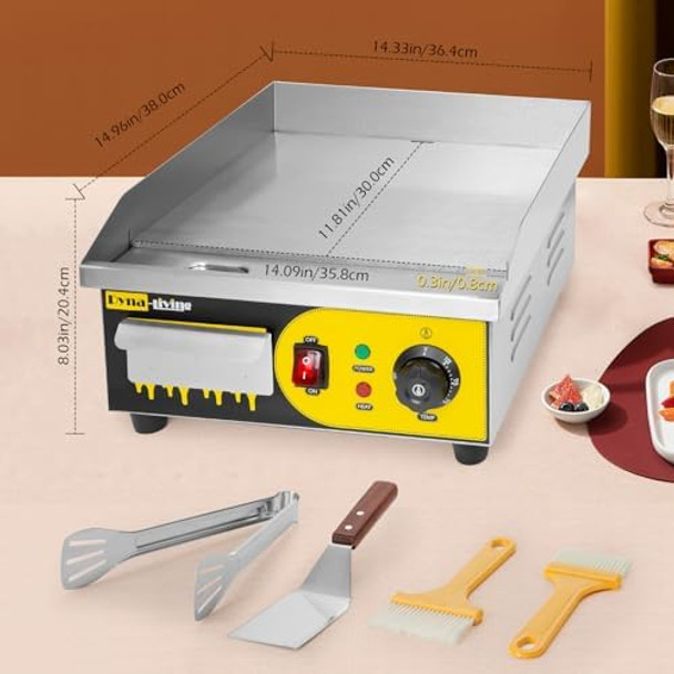 Dyna-Living Commercial Electric Griddle 22'' Flat Top Grill Countertop Griddle 3000W 110V Stainless Steel Teppanyaki Grill Large Griddles For Restaurant Kitchen Dyna-Living Commercial Electric Griddle 22'' Flat Top Grill Countertop Griddle 3000W 110V Stainless Steel Teppanyaki Grill Large Griddles For Restaurant Kitchen