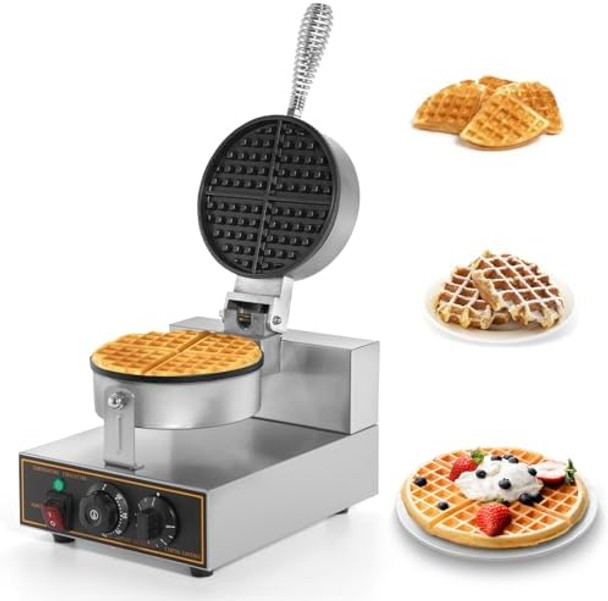 Dyna-Living Waffle Maker 2400W Double Waffle Iron Maker Restaurant Non-Stick Round Waffle Machine Commercial Waffle Maker Large Waffle Machine For Hotel Thicken Stainless Steel