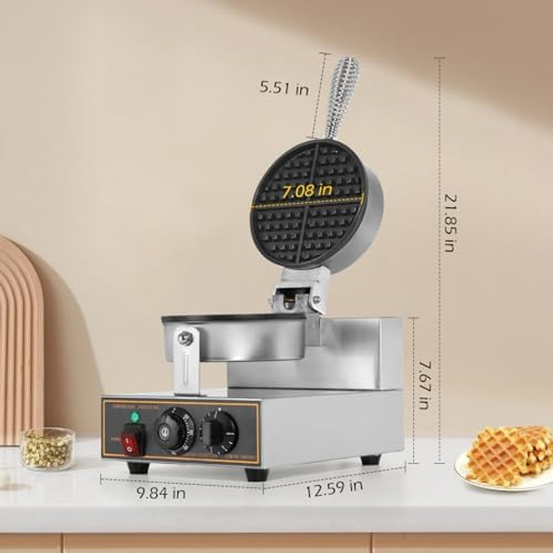 Dyna-Living Waffle Maker 2400W Double Waffle Iron Maker Restaurant Non-Stick Round Waffle Machine Commercial Waffle Maker Large Waffle Machine For Hotel Thicken Stainless Steel