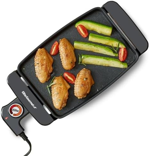 Elite Gourmet Egr8152 Electric 10" X 7" Personal Compact Griddle Cool-Touch Handles Non-Stick Surface Removable/Adjustable Thermostat Black Elite Gourmet Egr8152 Electric 10" X 7" Personal Compact Griddle Cool-Touch Handles Non-Stick Surface Removable/Adjustable Thermostat Black