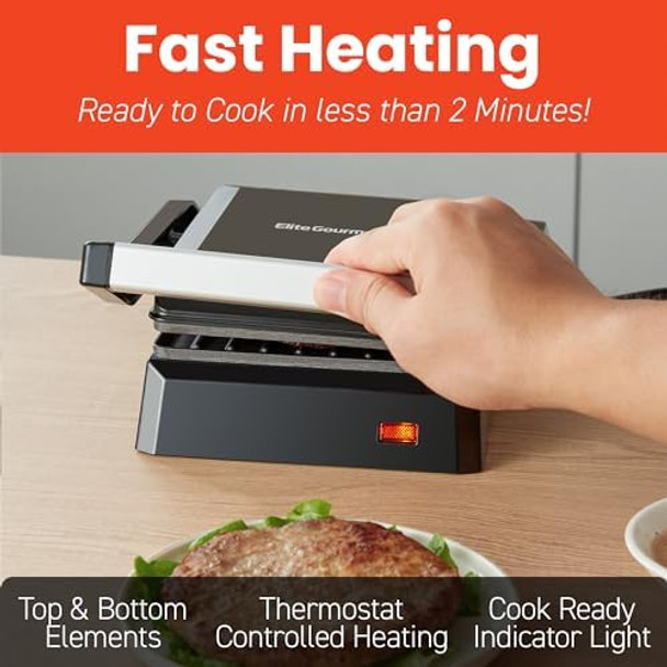 Elite Gourmet Eaf2411G Digital Indoor Grill/Air Fryer Oven 11L Capacity Grill Rack 8 Presets Bake Roast Broil Dehydrate 1700-Watts 25 Delicious Recipes Stainless-Steel/Black