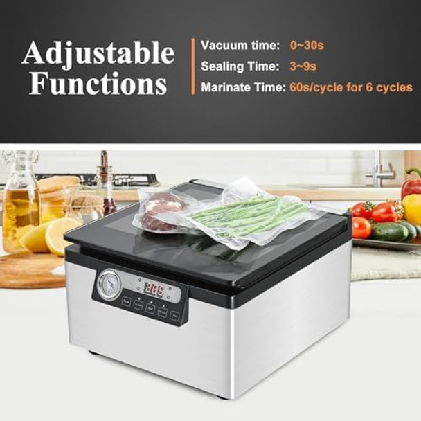 Finderomend 12 Inch Chamber Vacuum Sealer Commercial Vacuum Sealer With Marinades Function Dry/Moist Vacuum Chamber Sealer For Beans Sauces Soups And Meat