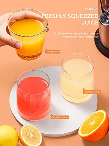 Fohere Orange Juicer Squeezer Electric Citrus Juicer With Two Interchangeable Cones Suitable For Orange Lemon And Grapefruit Brushed Stainless Steel