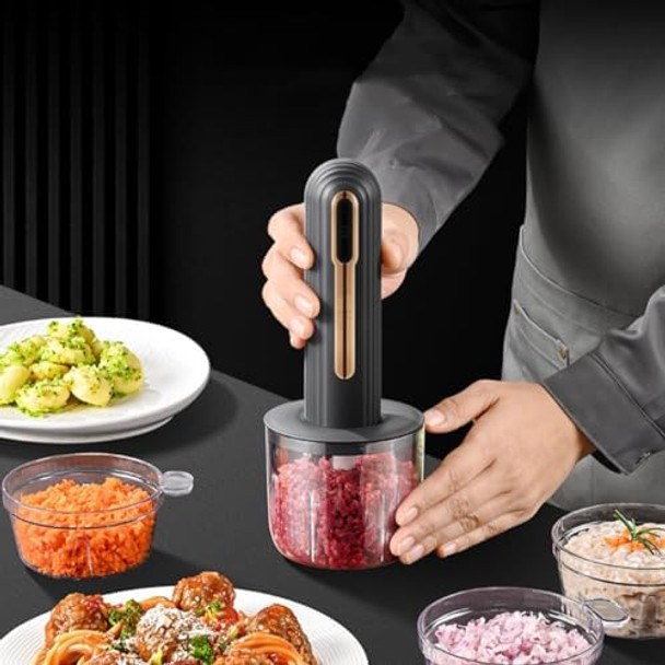 Food Processor Electric Food Chopper With Meat Grinder & Vegetable Chopper - 4 Cup Portable- Includes 2 Sets Of Blades For Dicing Mincing And Puree (Black)