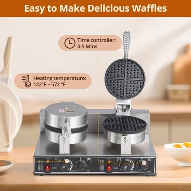 Garveehome Bubble Waffle Maker 1400W Commercial Bubble Waffle Maker Machine Non-Stick Egg Waffle Maker Electric Bubble Waffle Baker For Home Or Commercial Use Single Silver