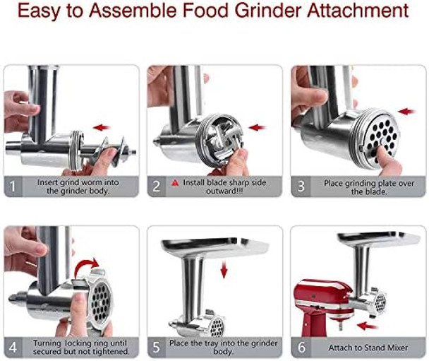 Gvode Meat Grinder Attachment For Kitchenaid Stand Mixer Meat Grinders Includes 4 Grinding Plates 3 Sausage Stuffer Tubes 2 Grinding Blades For Kitchenaid Mixer Attachments