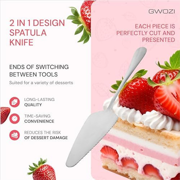 Pie Server Spatula - Serrated Cake Spatula/Knife 2 In 1 - Cheesecake Tart & Cake Cutter And Server - Dessert & Pizza Server Of Stainless Steel Multifunctional 2 Pcs