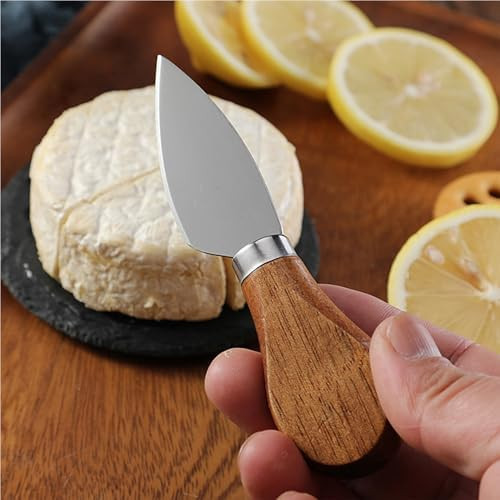 6Pcs Cheese Knife Set Cheese Knives Cutter Fork Spreading Wood Handle Stainless Steel Slicer Set Of 6 Cheese Knife For Charcuterie Boards Cutlery Set Cheese Knife Collection