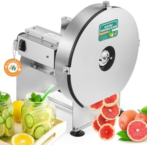 hai Commercial Vegetable Slicer 0-10Mm (0-0.4”) Adjustable Electric Shredder Machine Stainless Steel Blade For Onion Tomato Potato Fruits Food Processor For Restaurant Home Use hai Commercial Vegetable Slicer 0-10Mm (0-0.4”) Adjustable Electric Shredder Machine Stainless Steel Blade For Onion Tomato Potato Fruits Food Processor For Restaurant Home Use