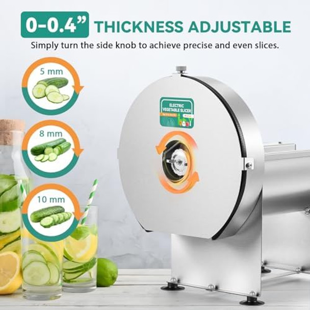 hai Commercial Vegetable Slicer 0-10Mm (0-0.4”) Adjustable Electric Shredder Machine Stainless Steel Blade For Onion Tomato Potato Fruits Food Processor For Restaurant Home Use hai Commercial Vegetable Slicer 0-10Mm (0-0.4”) Adjustable Electric Shredder Machine Stainless Steel Blade For Onion Tomato Potato Fruits Food Processor For Restaurant Home Use