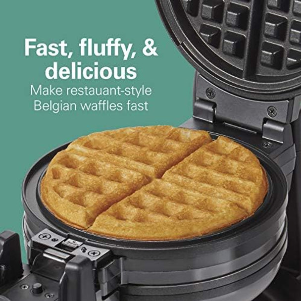 Hamilton Beach 26201 Belgian Waffle Maker With Removable Nonstick Plates Double Flip Makes 2 At Once Black