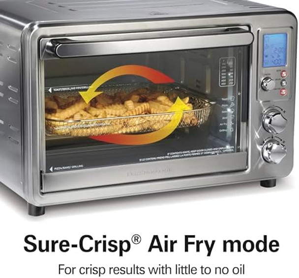 Hamilton Beach 6-In-1 Sure Crisp Air Fryer Toaster Oven Combo & Electric Indoor Grill 450 F Searing Temp Bake Broil Toast And Pizza Function .88 Cu. Ft. 6 Slice Capacity Stainless Steel (31395)