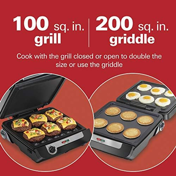Hamilton Beach Electric Indoor Grill With Hot And Cold Smoke Infuser 150°F - 450°F Temperature Control For Searing Vented Hood And Fan 116 Sq. In. Non-Stick Cooking Surface Black (25375) Hamilton Beach Electric Indoor Grill With Hot And Cold Smoke Infuser 150°F - 450°F Temperature Control For Searing Vented Hood And Fan 116 Sq. In. Non-Stick Cooking Surface Black (25375)