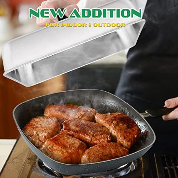 Hasteel Griddle Accessories Kit Of 28 Heavy Duty 18/10 Stainless Steel Teppanyaki Spatula For Flat Top Barbecue Professional Grill Bbq Cooking Tools Set Indoor Outdoor Wooden Handle & Melting Dome