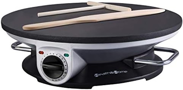Crepe Maker - 13 Inch Crepe Maker & Electric Griddle & Non-Stick Pancake Maker-Crepe Pan (Silver-A)