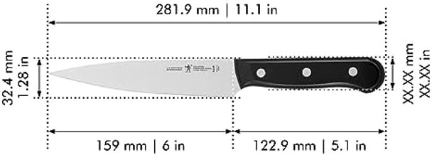 Henckels Solution Razor-Sharp 6-Inch Utility Knife Tomato Knife German Engineered Informed By 100+ Years Of Mastery Black/Stainless Steel