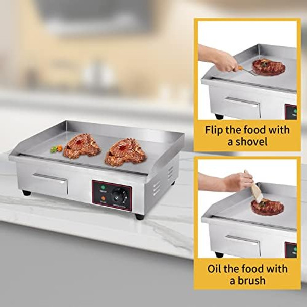 Heuyrao 22" Commercial Electric Griddle 3000W 110V Electric Flat Top Grill Countertop Griddle With Shovels And Brushes For Restaurant Kitchens Heuyrao 22" Commercial Electric Griddle 3000W 110V Electric Flat Top Grill Countertop Griddle With Shovels And Brushes For Restaurant Kitchens