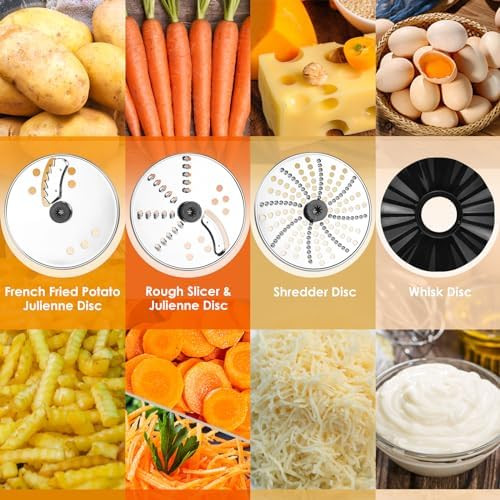 Homtone 16 Cup Food Processor Large Food Processors 6 Preset Modes Vegetable Chopper Electric 6 Blades 8 Functions For Home Use Stepless Speed Control 650W Red