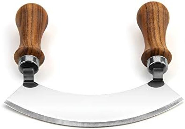 Ironwood Gourmet 28983 Acacia Wood Mezzaluna Chopper 5-Inches Brown
