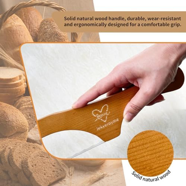 Wooden Bread Bow KnifeSourdough Bread Knife Cutter15.7" Wooden Serrated Bread SlicerWooden Fiddle Bow Bread Knife Stainless Steel