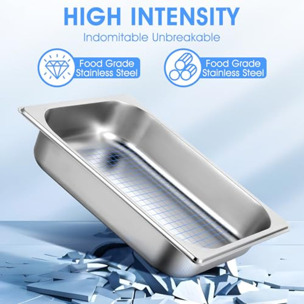4-Pack 1/2 Half Size Steam Table Pans 2.5 Inch Deep Restaurant Steam Table Pans Commercial Hotel Pan Made Of 201 Gauge Stainless Steel