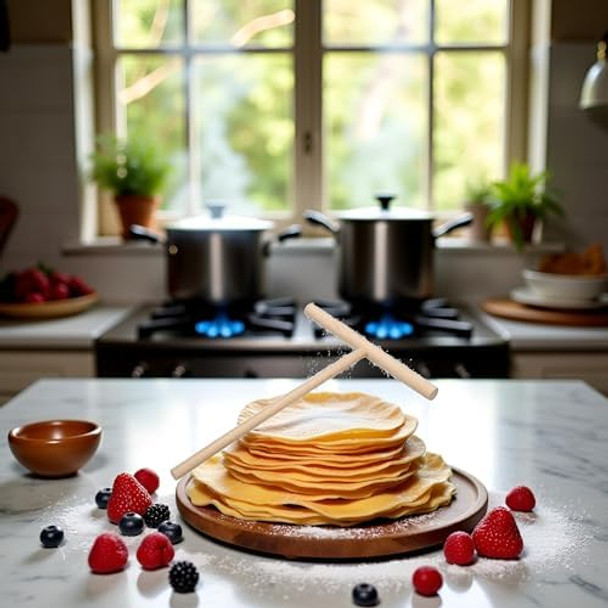 1Pc Brown Wooden T Shape Crepe Maker Pancake Spreader Stick Stick Chinese Crepes Pie Tools Kitchen Accessories Kitchen Diy Tools，Crepe Makers，Small Appliances