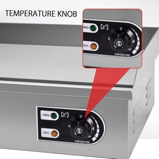 Electric Griddle 21" X 16" Flat Top Griddle For Restaurant Countertop Commercial Grill Non-Stick Stainless Steel Grill 50300℃(122℉-572℉) Temperature Adjustable 1600W Electric Griddle 21" X 16" Flat Top Griddle For Restaurant Countertop Commercial Grill Non-Stick Stainless Steel Grill 50300℃(122℉-572℉) Temperature Adjustable 1600W
