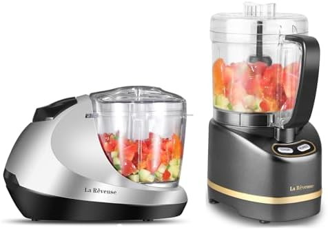 La Reveuse 1.3-Cup Mini Food Chopper (Silver)+ La Reveuse 2-Cup Small Food Chopper (Metallic Grey)