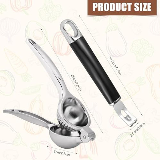 Lemon Squeezer Stainless Steel Citrus Juicer Manual With 2 In 1 Lemon Zester Professional Citrus Squeezer Hand Press & Lemon Twist Zester For Kitchen Bar Restaurant