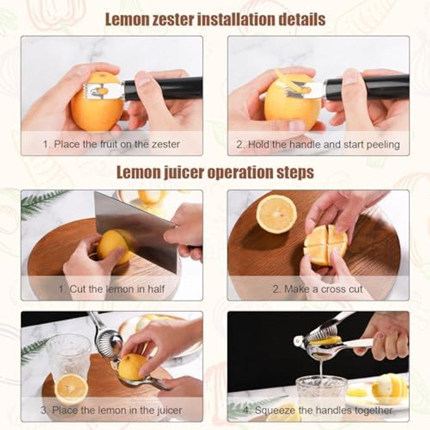 Channel Knife 2-In-1 Lemon Twist Peeler Stainless Steel Lemon Peeler Zester Bar Tool Cocktail Garnish Citrus Lemon Rind Zester Tool For Kitchen Bar Restaurant