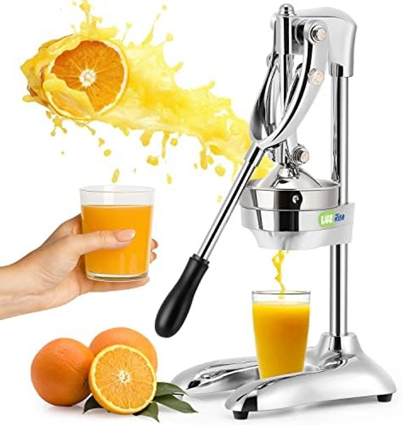 Manual Juicer Hand Press Professional Citrus Juicer Countertop Metal Orange Lemon Pomegranate Squeezer For Commercial Home Restaurant Use( Stainless Steel Heavy Duty Extra Large 7.49.819.3")