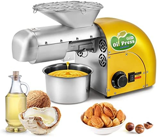 1800W Oil Press Machine Nut Seeds Oil Extractor Cold& Hot Press Machine (Temperature Control 32℉-572℉ Extended Rod 13-19Lbs/H Lower Noise For Coconut Cocoa Beans Avocado Amaranth Seed)