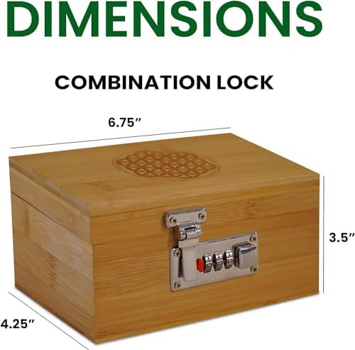 Miracles Bamboo Storage Box - Decorative Storage Box With Lid And Combo Lock - Bamboo Box With Accessories For Making Tea And Storing Herbs And Spices Stronger Than The Wooden Box