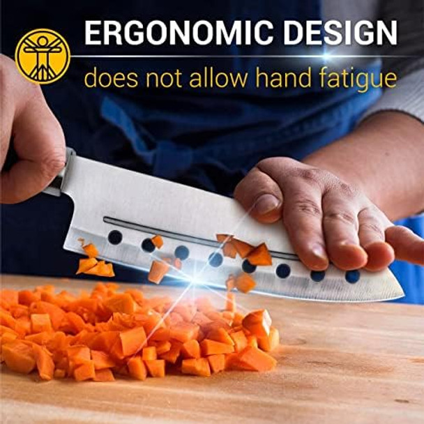 Miu Santoku Knife 7 Inch Multipurpose For Chef With Comfortable Plastic Handle Miu Santoku Knife 7 Inch Multipurpose For Chef With Comfortable Plastic Handle