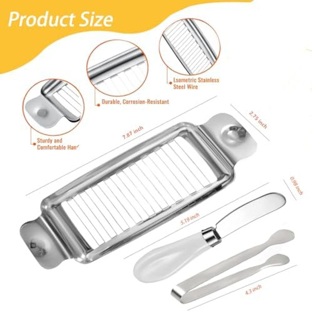 Butter Slicer Tool Set 3 Pack Stainless Steel Cheese Cutter With Butter Spreader Knife And Food Clip Kitchen Slicing Tool For Eggs Fruit Baking Soft Solid Foods Dishwasher Safe Butter Slicer Tool Set 3 Pack Stainless Steel Cheese Cutter With Butter Spreader Knife And Food Clip Kitchen Slicing Tool For Eggs Fruit Baking Soft Solid Foods Dishwasher Safe