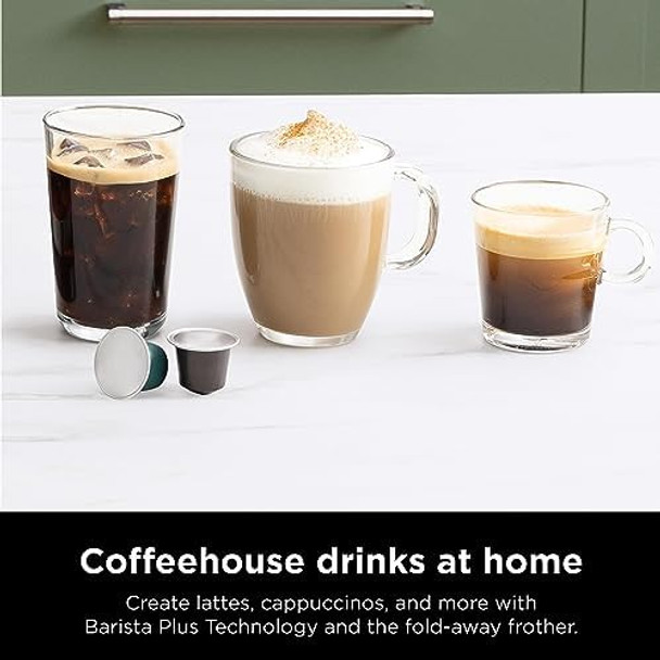 Ninja Espresso & Coffee Maker & Barista System 3 Espresso Brew Styles Single-Serve Coffee & Nespresso Capsule Compatible Built-In Frother Espresso Cappuccino & Latte Maker Black Cfn601