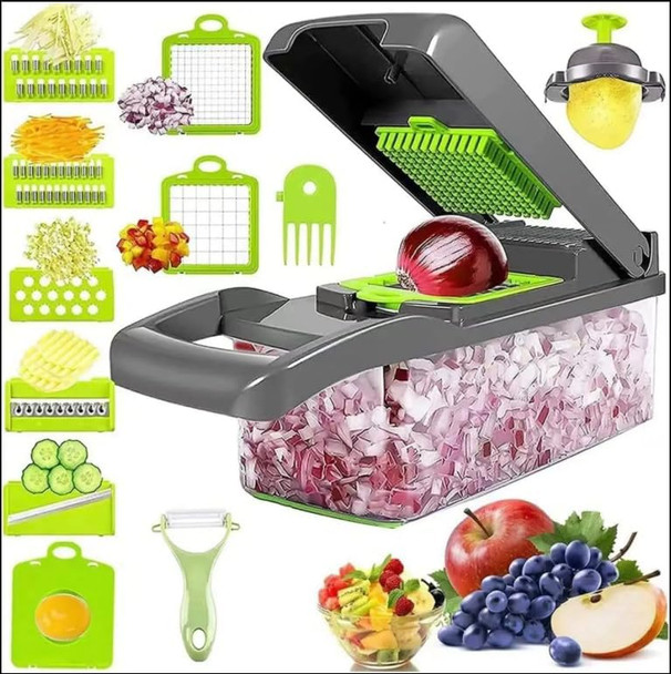 Pro-Series 16-In-1 Vegetable Chopper With Container Cheese Grater Mandoline Slicer Food Cutter Shredder Pro-Series 16-In-1 Vegetable Chopper With Container Cheese Grater Mandoline Slicer Food Cutter Shredder