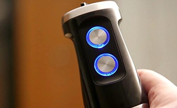 Ovente Immersion Handheld Electric Blender Set With Stainless Steel Blades 500 Watt Power 6 Mix Speed Stick Blender With Beater Egg Whisk Attachment Mixing Beaker And Food Processor White Hs685W