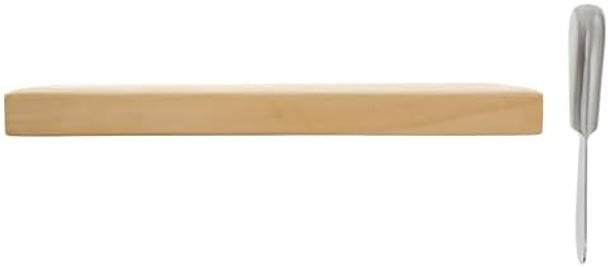 Pavilion Company - Celebrate Together - 21" X 6" Serving Cheese Bread Wooden Resin Board With Brushed Silver Handles And Spreader Knife Set Housewarming Hostess Host Charcuterie Bff Present