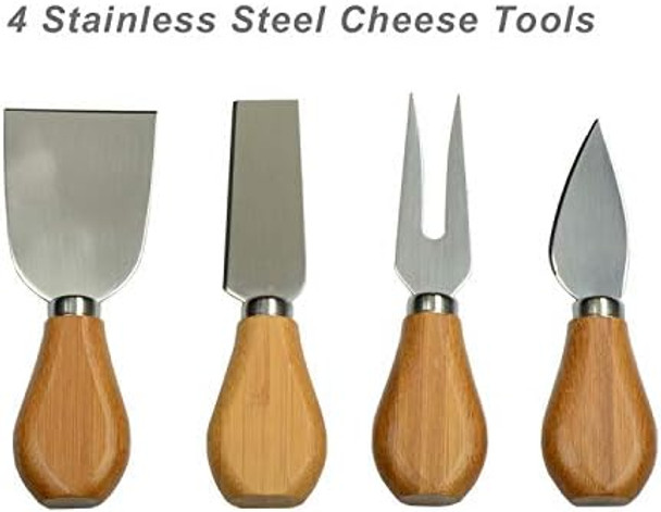 Picnic At Ascot Original Bamboo Cheese/Charcuterie Board With Cracker Groove & Drawer With Cheese Tools - Designed & Quality Checked In The Usa