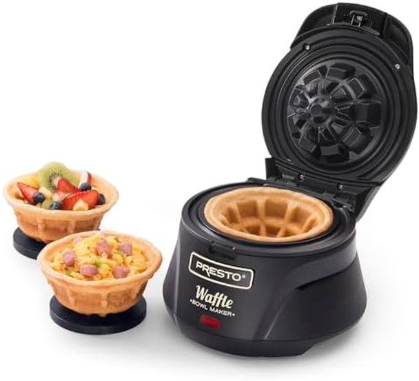 Presto 03500 9.3" Belgian Waffle Bowl Maker & 03510 Ceramic Flipside Belgian Waffle Maker Bundle