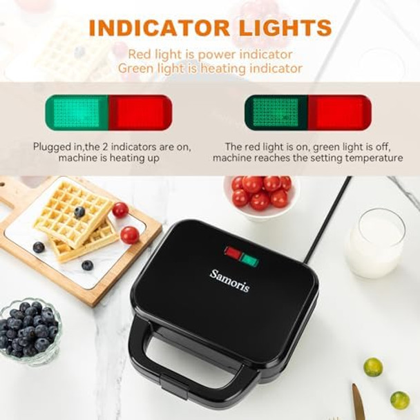 Samoris 3 In 1 Sandwich Maker Indoor Waffle Maker Irons With 6 Slice Non-Stick Removable Plates For Easy CleanupPerfect For Cooking Grilled CheeseTuna MeltsBurgers And Steaks870W Black/Silver Samoris 3 In 1 Sandwich Maker Indoor Waffle Maker Irons With 6 Slice Non-Stick Removable Plates For Easy CleanupPerfect For Cooking Grilled CheeseTuna MeltsBurgers And Steaks870W Black/Silver