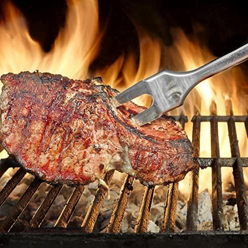 Korean Bbq Hibachi Fork Kalbi Meat Turner Large Extra Long Folk For Meat Outdoor And Indoor Korean Style Grill Food 2.0T Stainless Steel By Sejong Cook Korea (295Mm - 11.6 Inch)