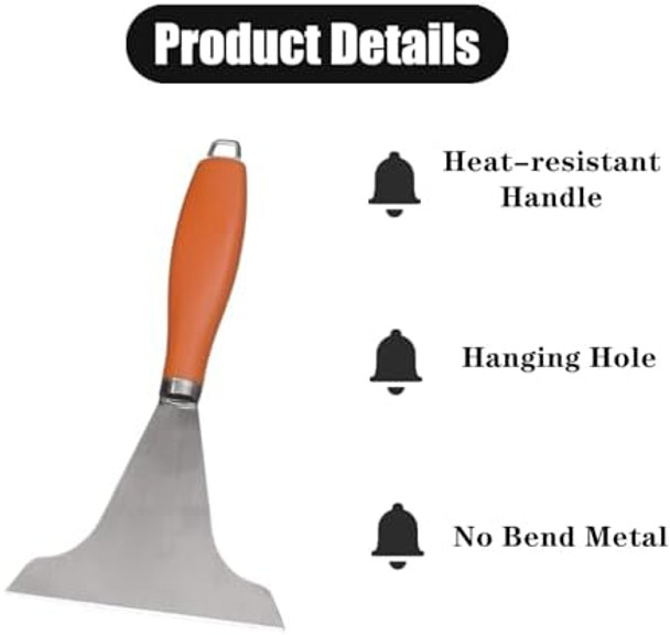 1 Pcs Grill Griddle Scraper Professional Grill Scraper Blackstone Scraper Stainless Steel Flat Top Grill Scraper Food Scraper For Outdoor Barbecue Turners Tools