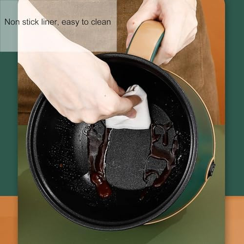 Green 1.8L 600W Cooking Pot With Steam Efficiency Anti Stick Multifunctional Cooker For Soup Noodle Camping Picnicking (Eu Plug 220V)