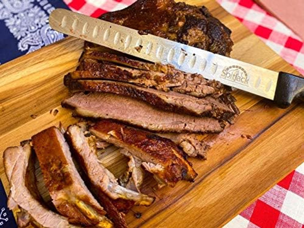 Bbq Smoked Brisket Knife For Meat Carving And Slicing - Ss Granton Edge 11 Inch Blade