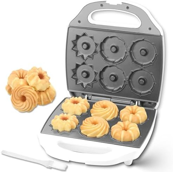 Mini Donut Maker Machine Electric Mini Bundt Cake Pan Bake 6 Bundt Doughnuts With 3 Shapes Excellent For Breakfast Snacks Desserts & More Mini Donut Maker Machine Electric Mini Bundt Cake Pan Bake 6 Bundt Doughnuts With 3 Shapes Excellent For Breakfast Snacks Desserts & More