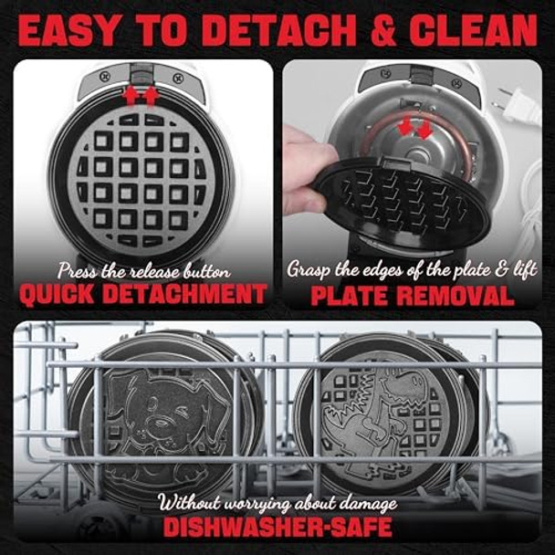 Square Waffle Maker 2 X 4" Mini Classic Waffles Maker Machine Waffle Iron Dual Cooking Plates For Family Breakfast Non-Stick White