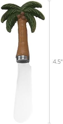 Supreme Housewares Palm Tree Cheese Spreaders Hand-Painted Resin Handles With Stainless Steel Blades For Spreading Cream Cheese Butter Jam Or Sandwich Set Of 4